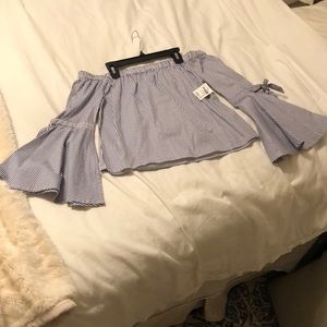 Charlotte Russe Strapless flare sleeve top